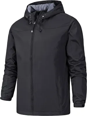 Mmoneyake Waterproof Jackets for Men Hiking Coat Lightweight Water Resistant Windbreakers Outdoor Rain Jacket with Hooded