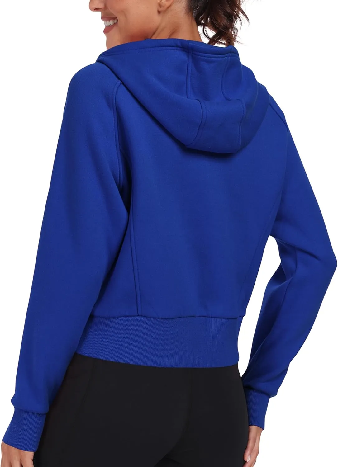 MoFiz Women's Full Zipper Fleece Jackes Long Sleeve Crop Athletic Sweatshirts with Thumb Hole Sports Hoodies Pullover Tops