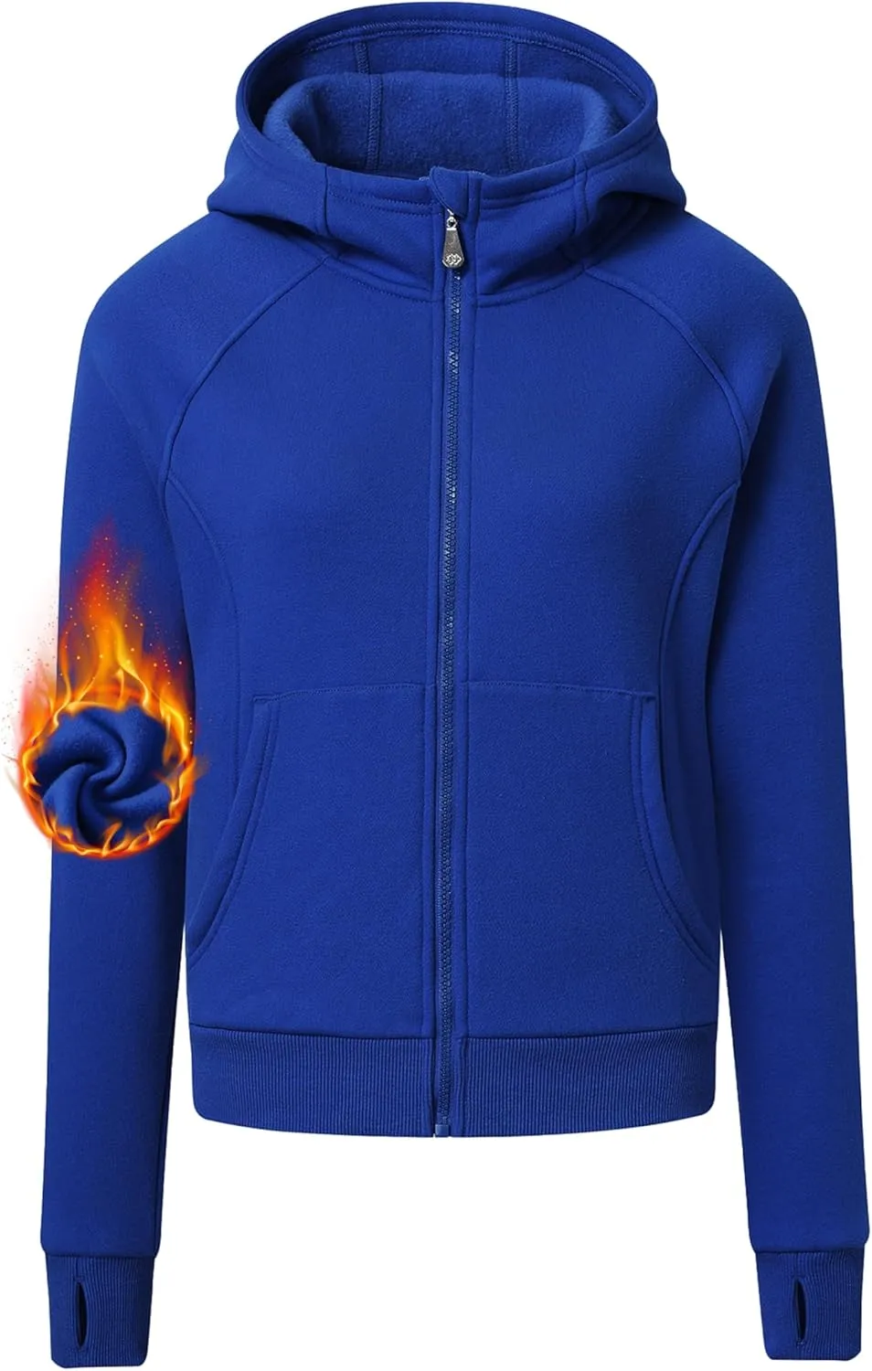 MoFiz Women's Full Zipper Fleece Jackes Long Sleeve Crop Athletic Sweatshirts with Thumb Hole Sports Hoodies Pullover Tops