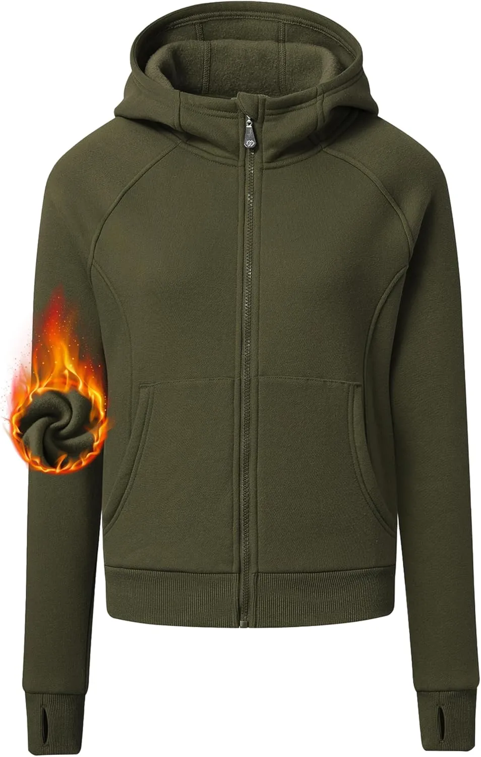 MoFiz Women's Full Zipper Fleece Jackes Long Sleeve Crop Athletic Sweatshirts with Thumb Hole Sports Hoodies Pullover Tops