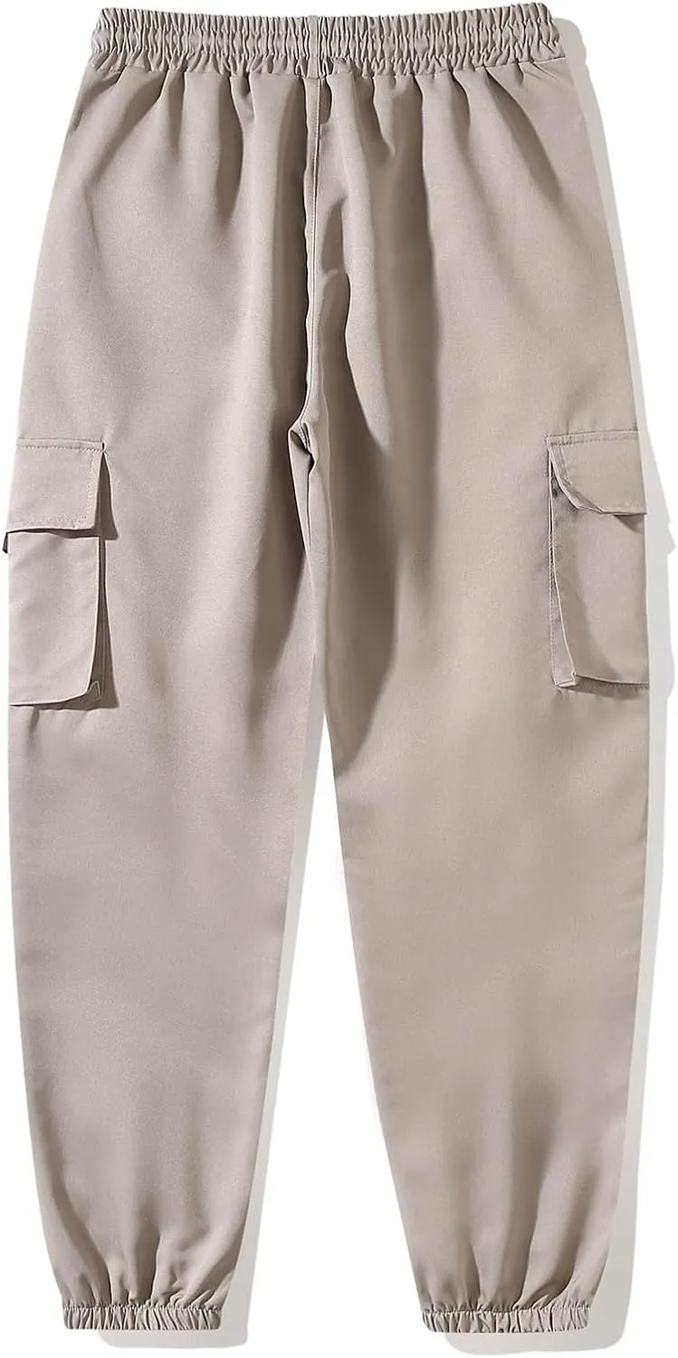 Multi Pockets Cargo Pants for Men Cinch Bottom Running Outdoor Joggers Stretchy Workout Lightweight Hiking Trousers