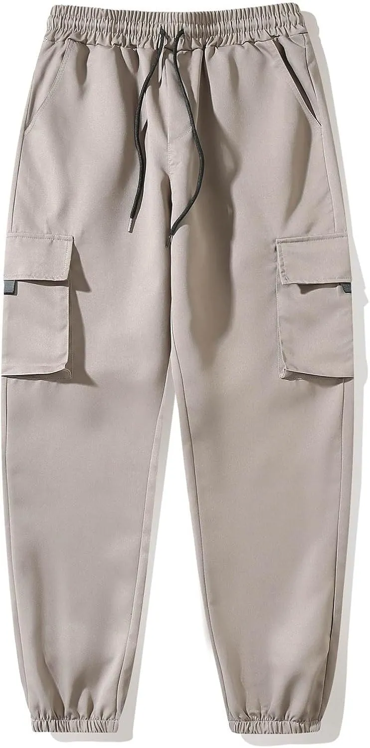 Multi Pockets Cargo Pants for Men Cinch Bottom Running Outdoor Joggers Stretchy Workout Lightweight Hiking Trousers