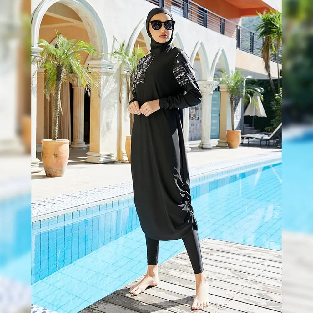 Muslim Swimsuits for Women Modest Islamic Arabic Swimwear Burkini Full Cover Hijab Top Pants Swimming Cap Bathing Suits
