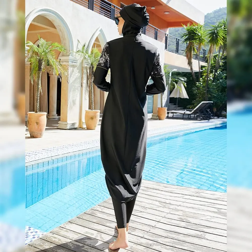 Muslim Swimsuits for Women Modest Islamic Arabic Swimwear Burkini Full Cover Hijab Top Pants Swimming Cap Bathing Suits