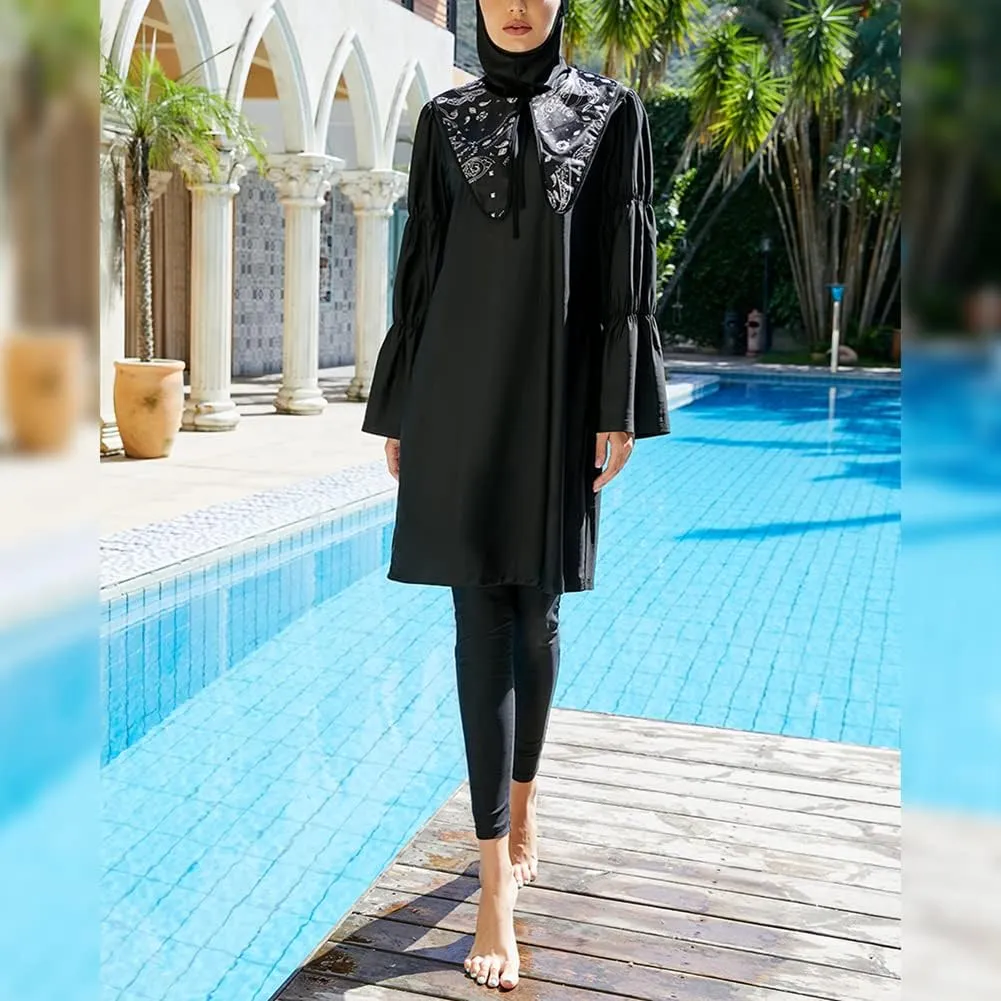 Muslim Swimsuits for Women Modest Islamic Arabic Swimwear Burkini Full Cover Hijab Top Pants Swimming Cap Bathing Suits