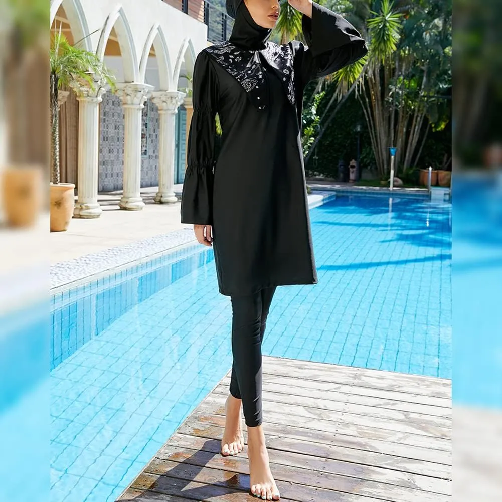 Muslim Swimsuits for Women Modest Islamic Arabic Swimwear Burkini Full Cover Hijab Top Pants Swimming Cap Bathing Suits