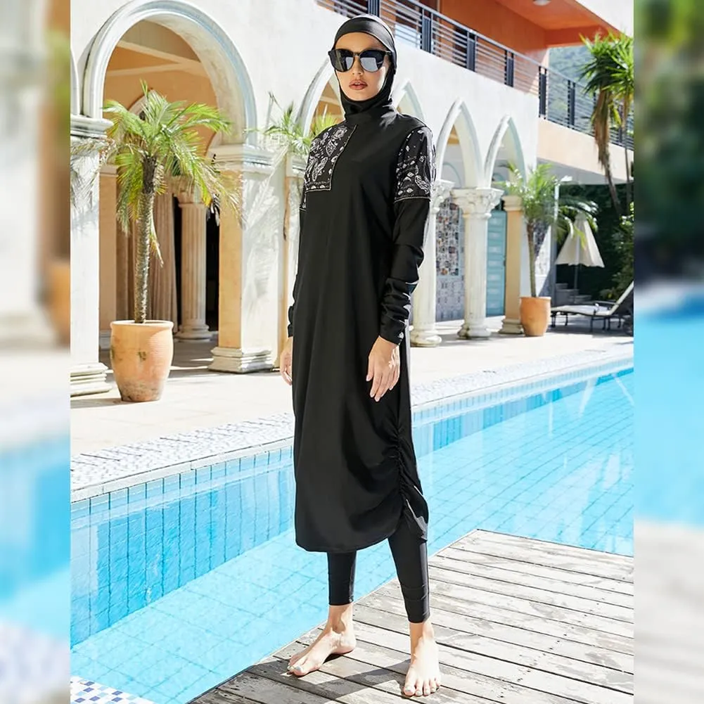 Muslim Swimsuits for Women Modest Islamic Arabic Swimwear Burkini Full Cover Hijab Top Pants Swimming Cap Bathing Suits