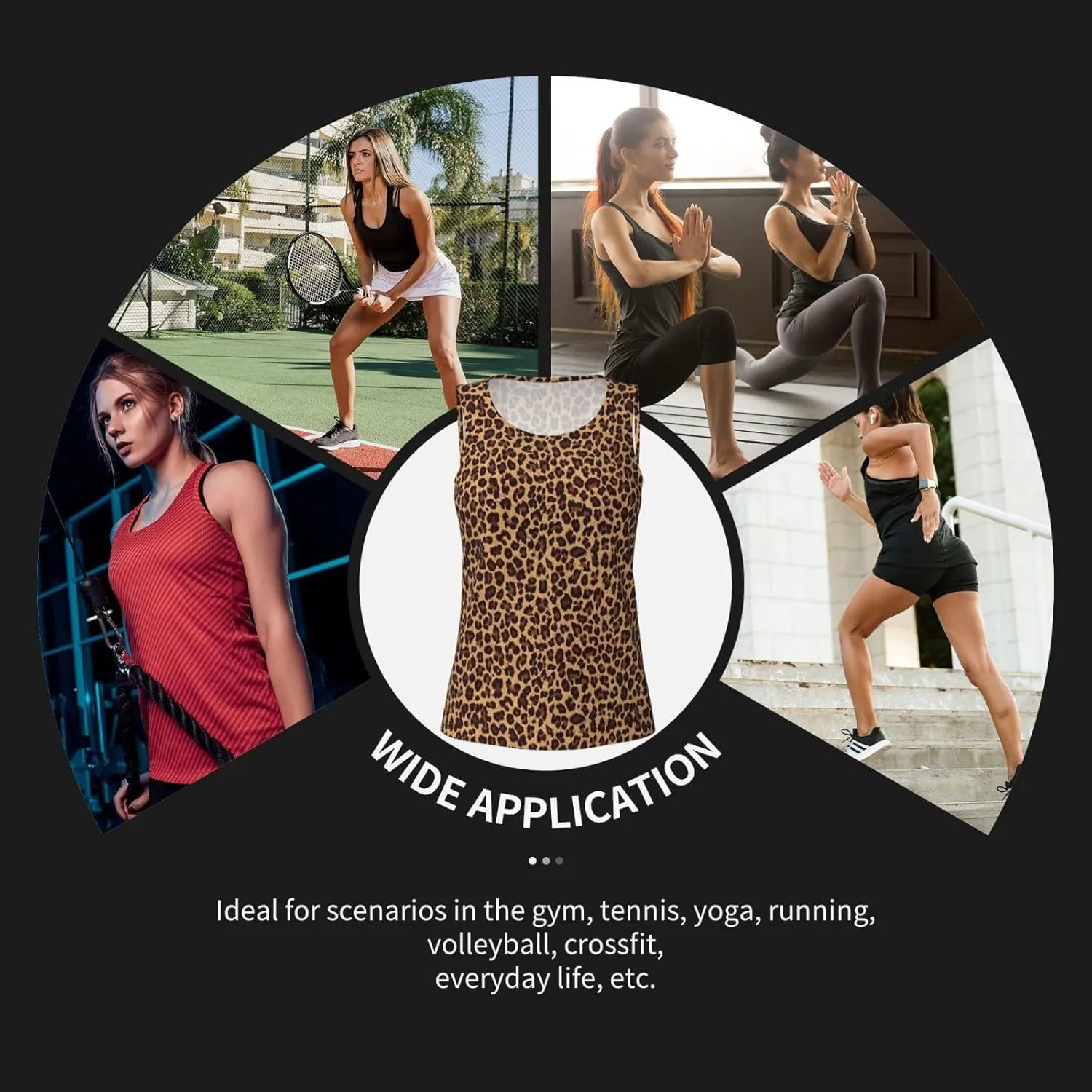 Novastar Workout Tank Tops for Womens Leopard Print_A Sleeveless Gym Yoga Running Short Tank Quick Dry