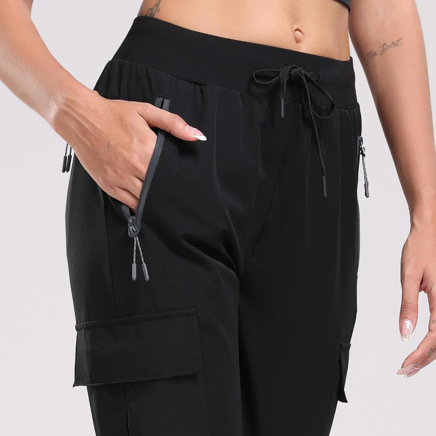 Oalka Women's Cargo Hiking Pants Lightweight Travel Pockets Joggers Quick Dry