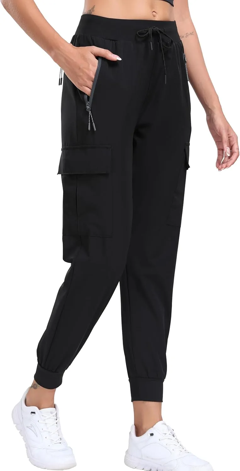 Oalka Women's Cargo Hiking Pants Lightweight Travel Pockets Joggers Quick Dry
