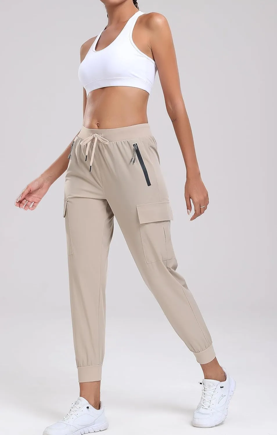 Oalka Women's Cargo Hiking Pants Lightweight Travel Pockets Joggers Quick Dry