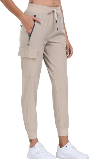 Oalka Women's Cargo Hiking Pants Lightweight Travel Pockets Joggers Quick Dry