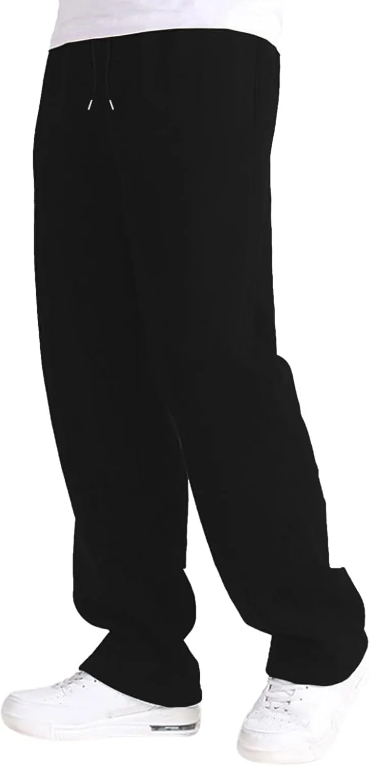 Outdoor Casual Sweatpants for Men Loose Fit Fleece-Lined High Elastic Waisted Plus Size Pants Solid Baggy Comfort Trousers