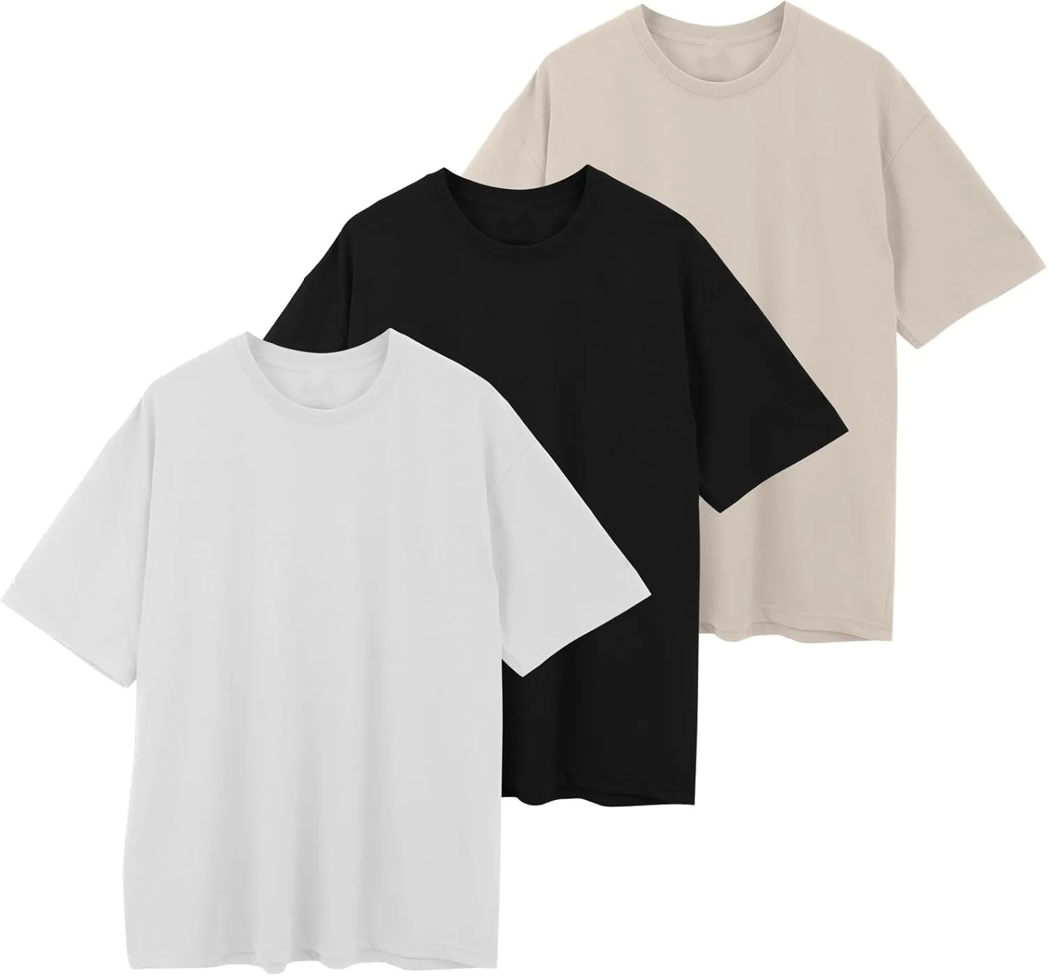 Oversized Tshirts for Men Cotton Loose Fit 3Pc Gym Workout Casual Running Shirts Big and Tall Summer Beach Holiday T-Shirts
