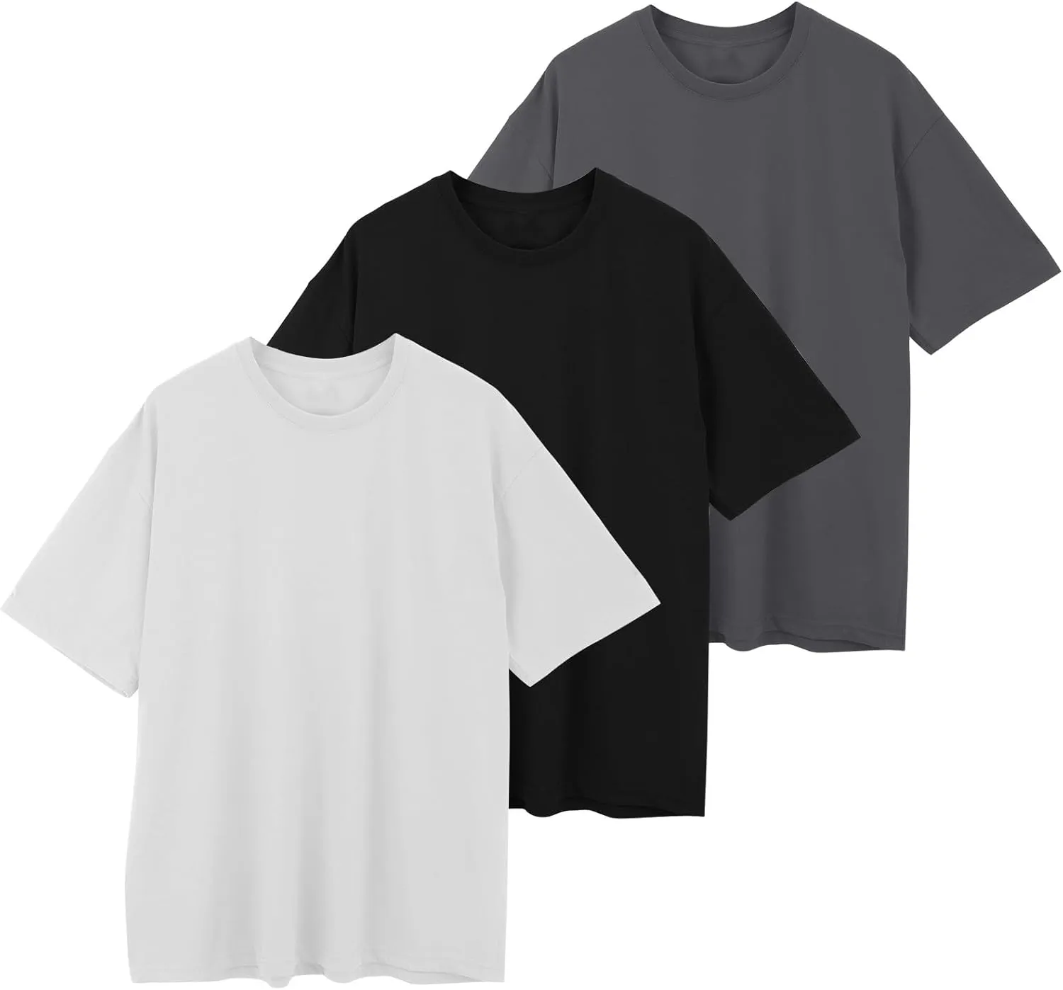 Oversized Tshirts for Men Cotton Loose Fit 3Pc Gym Workout Casual Running Shirts Big and Tall Summer Beach Holiday T-Shirts