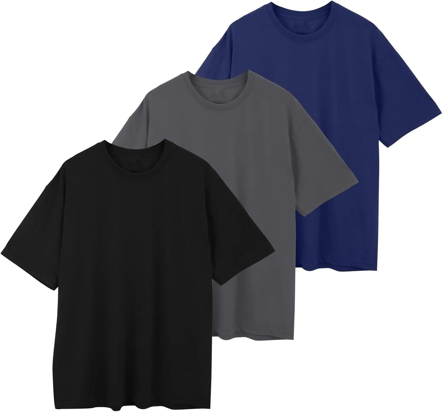 Oversized Tshirts for Men Cotton Loose Fit 3Pc Gym Workout Casual Running Shirts Big and Tall Summer Beach Holiday T-Shirts