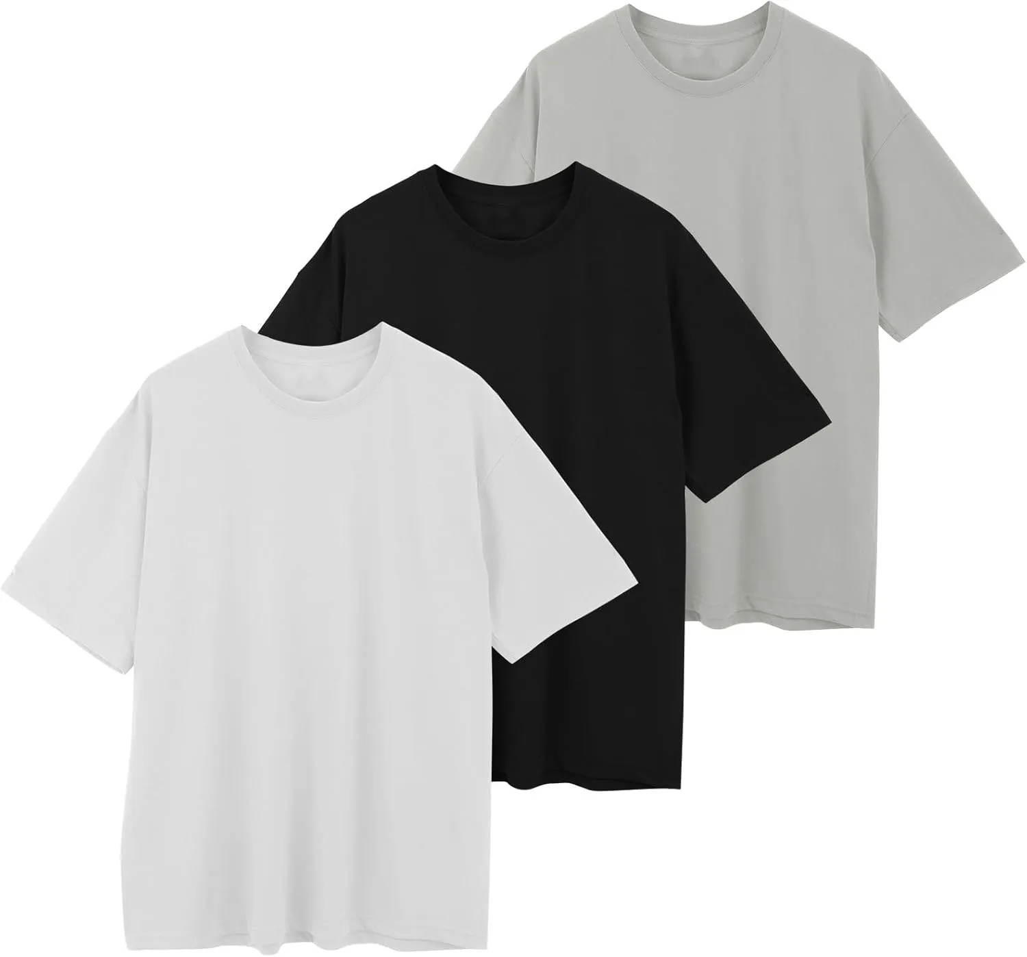 Oversized Tshirts for Men Cotton Loose Fit 3Pc Gym Workout Casual Running Shirts Big and Tall Summer Beach Holiday T-Shirts