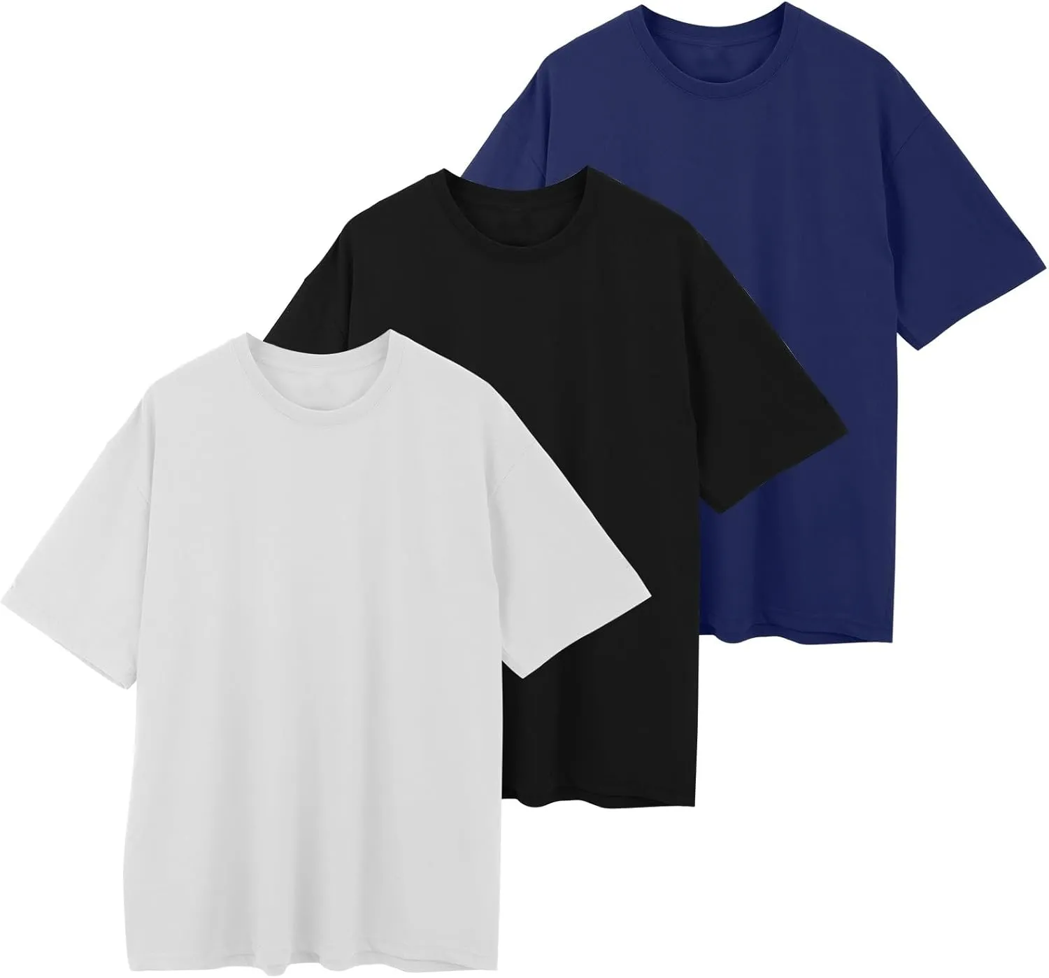 Oversized Tshirts for Men Cotton Loose Fit 3Pc Gym Workout Casual Running Shirts Big and Tall Summer Beach Holiday T-Shirts