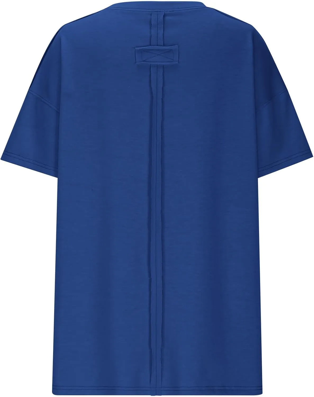 Oversized Tshirts for Women Patchwork Side Slit Summer Tops Crewneck Short Sleeve Shirts Blouses Workout Y2k Clothing