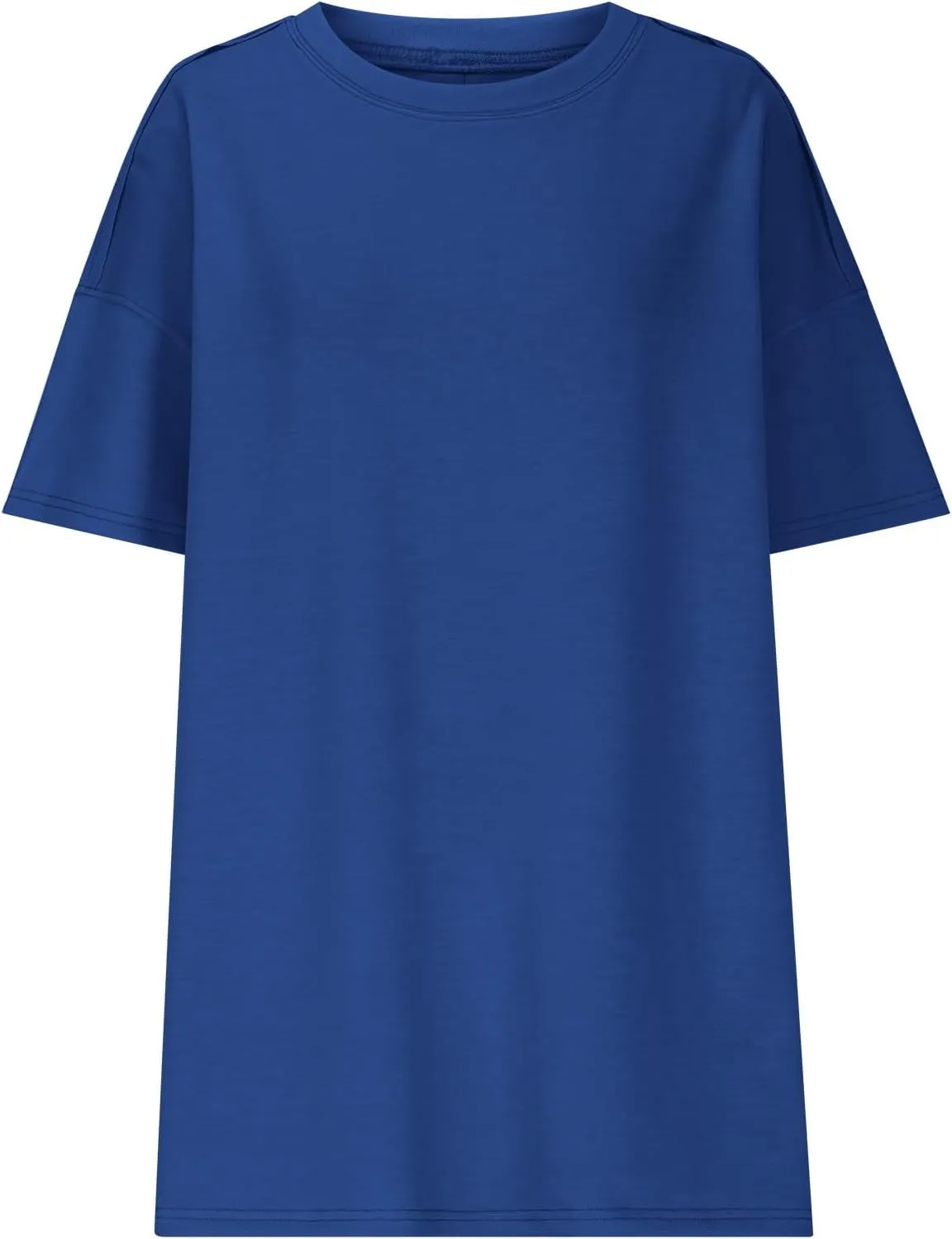Oversized Tshirts for Women Patchwork Side Slit Summer Tops Crewneck Short Sleeve Shirts Blouses Workout Y2k Clothing