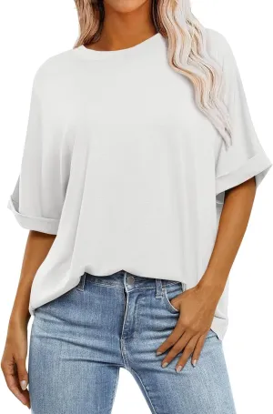 Oversized Tshirts for Women,2024 Summer Trendy Striped Short Sleeve Shirts,Casual Crewneck Daily Workout Tops