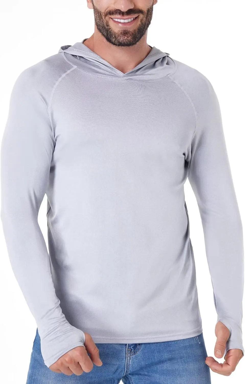 OYGSieg Men's Athletic Hoodies Long Sleeve Fishing Shirts for Men UPF 50  SPF UV Sun Protection Shirts Rash Guards
