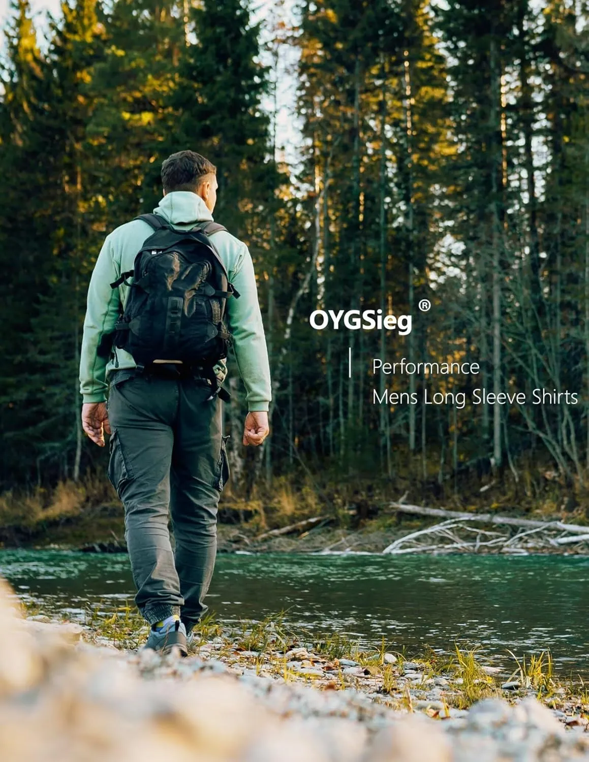 OYGSieg Men's Athletic Hoodies Long Sleeve Fishing Shirts for Men UPF 50  SPF UV Sun Protection Shirts Rash Guards
