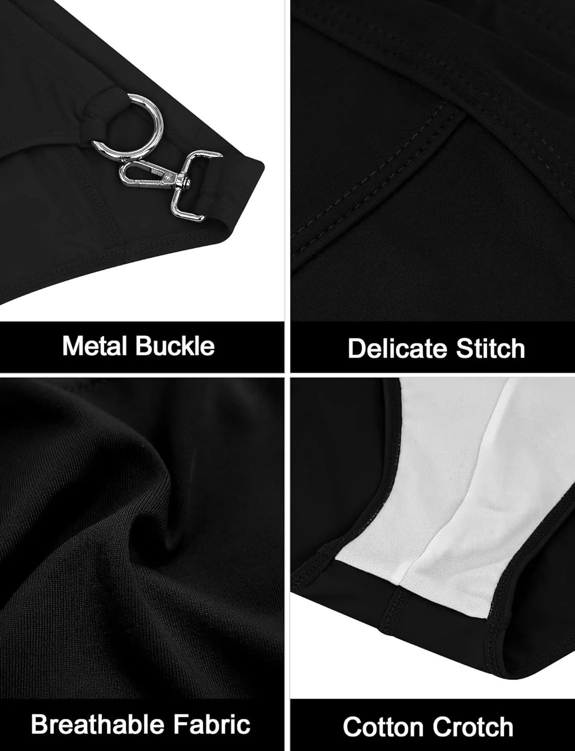 Panegy Men's Sexy Thong Swimwear Bikini Briefs Padded Swim Briefs Metal Hook & Ring Swimsuit