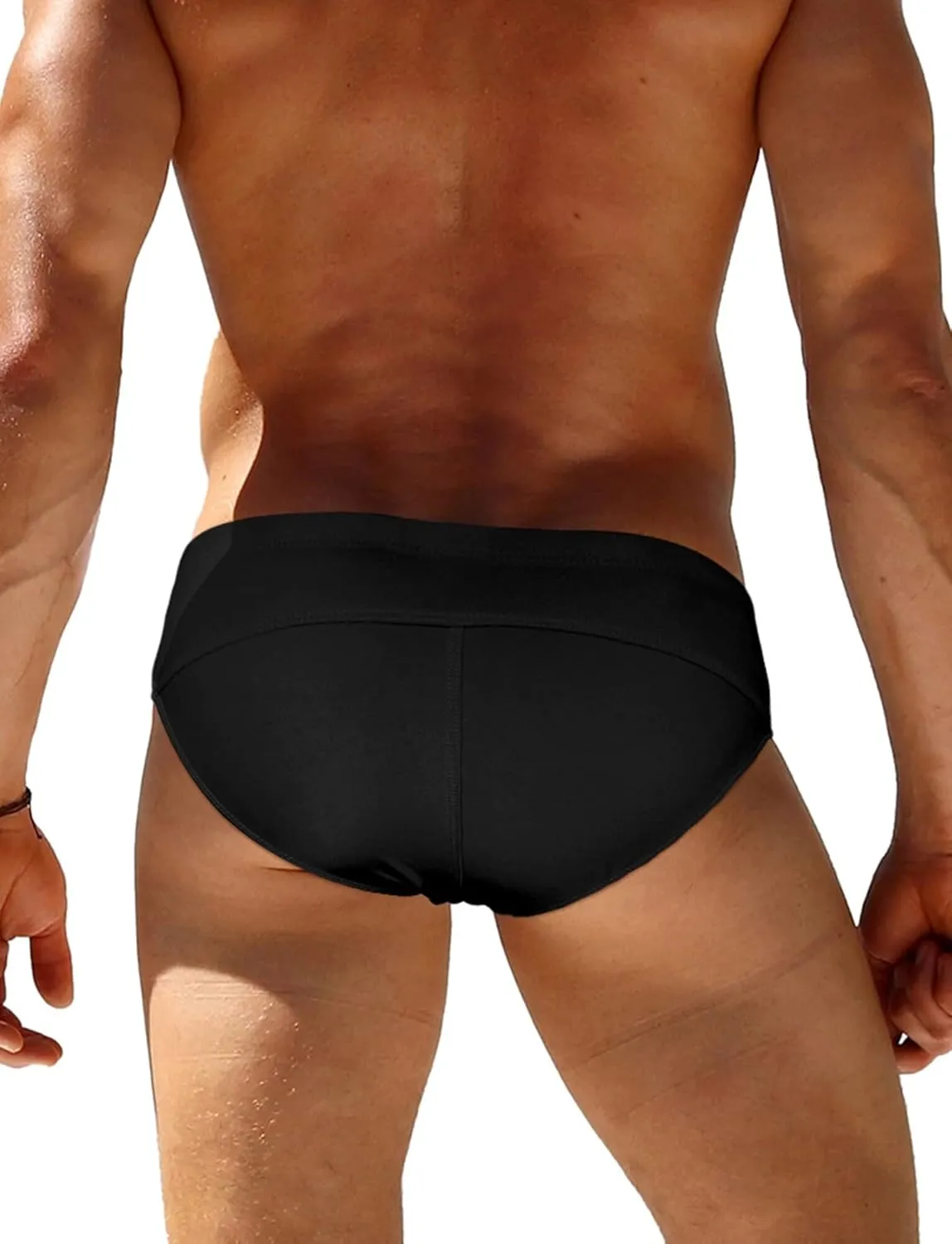 Panegy Men's Sexy Thong Swimwear Bikini Briefs Padded Swim Briefs Metal Hook & Ring Swimsuit