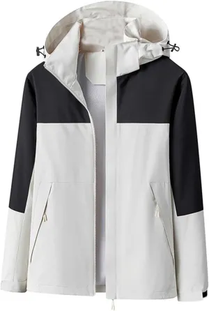 Patchwork Windbreakers for Men Big and Tall Rain Jackets with Zipper Pockets Sports Mountain Jackets Windproof Coat