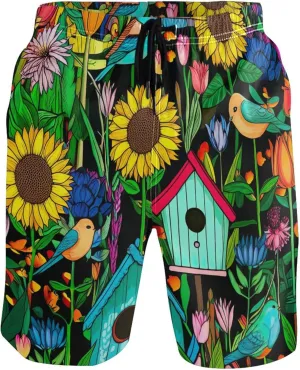 Personalized Swim Trunks for Men Colorful Vibrant Garden Swimming Shorts Beach Elastic Waist Quick Dry S