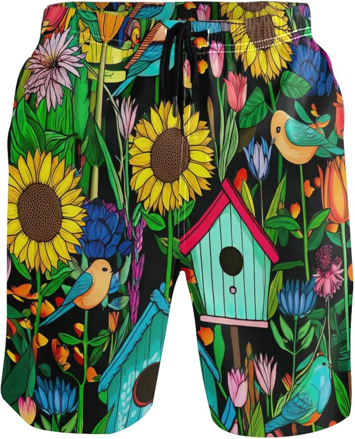 Personalized Swim Trunks for Men Colorful Vibrant Garden Swimming Shorts Beach Elastic Waist Quick Dry S