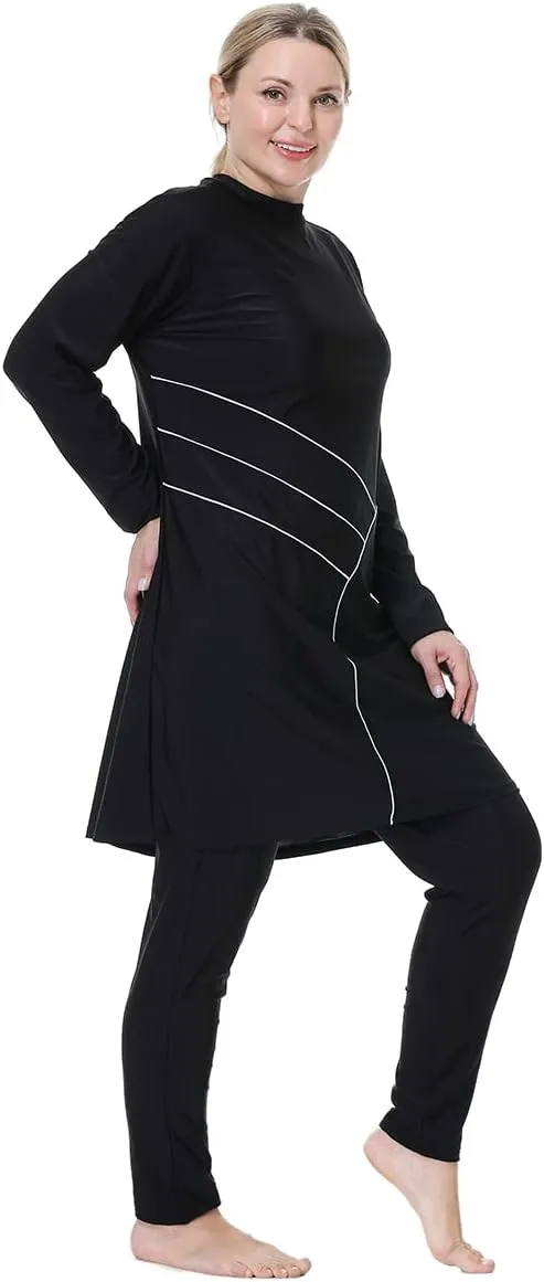 Plus Size Muslim Swimsuits for Women Modest Islamic Swimwear Burkini Full Cover Hijab Top Pants 3PCS Fat Bathing Suits