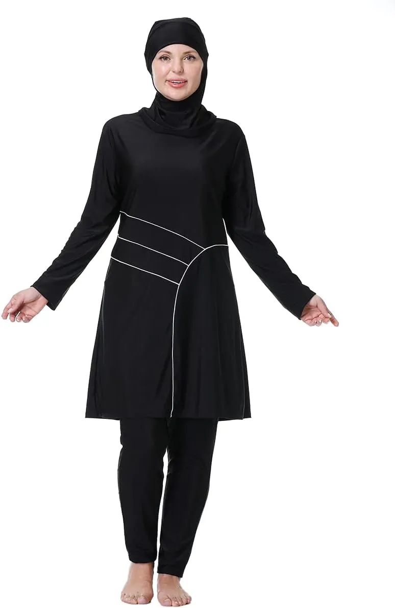 Plus Size Muslim Swimsuits for Women Modest Islamic Swimwear Burkini Full Cover Hijab Top Pants 3PCS Fat Bathing Suits