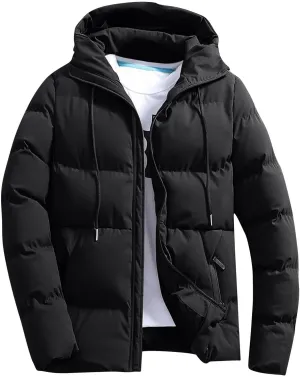Puffer Jacket Men Insulated Hooded Down Coats Zip Up Outdoor Winter Casual Windproof Tops Waterproof Jackets S-4XL