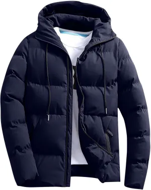 Puffer Jacket Men Insulated Hooded Down Coats Zip Up Outdoor Winter Casual Windproof Tops Waterproof Jackets S-4XL