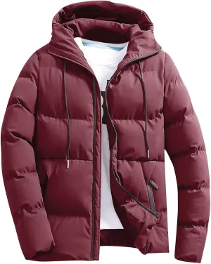 Puffer Jacket Men Insulated Hooded Down Coats Zip Up Outdoor Winter Casual Windproof Tops Waterproof Jackets S-4XL
