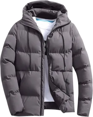 Puffer Jacket Men Insulated Hooded Down Coats Zip Up Outdoor Winter Casual Windproof Tops Waterproof Jackets S-4XL
