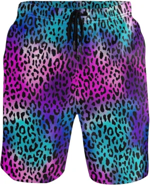 Purple Blue Leopard Skin Men's Swim Trunks Funny Bathing Suit Quick Dry Surf Board Swimming Shorts S