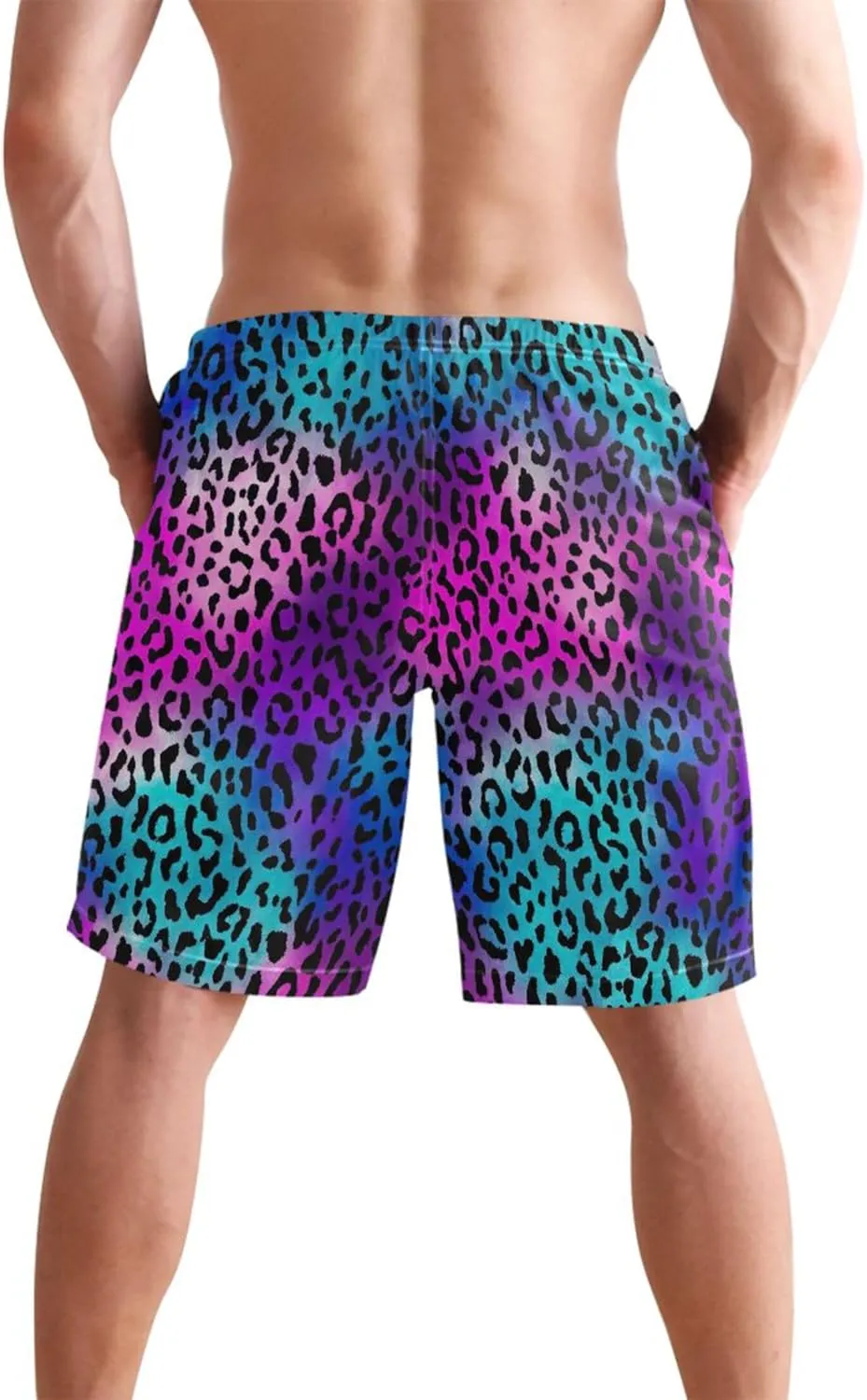 Purple Blue Leopard Skin Men's Swim Trunks Funny Bathing Suit Quick Dry Surf Board Swimming Shorts S