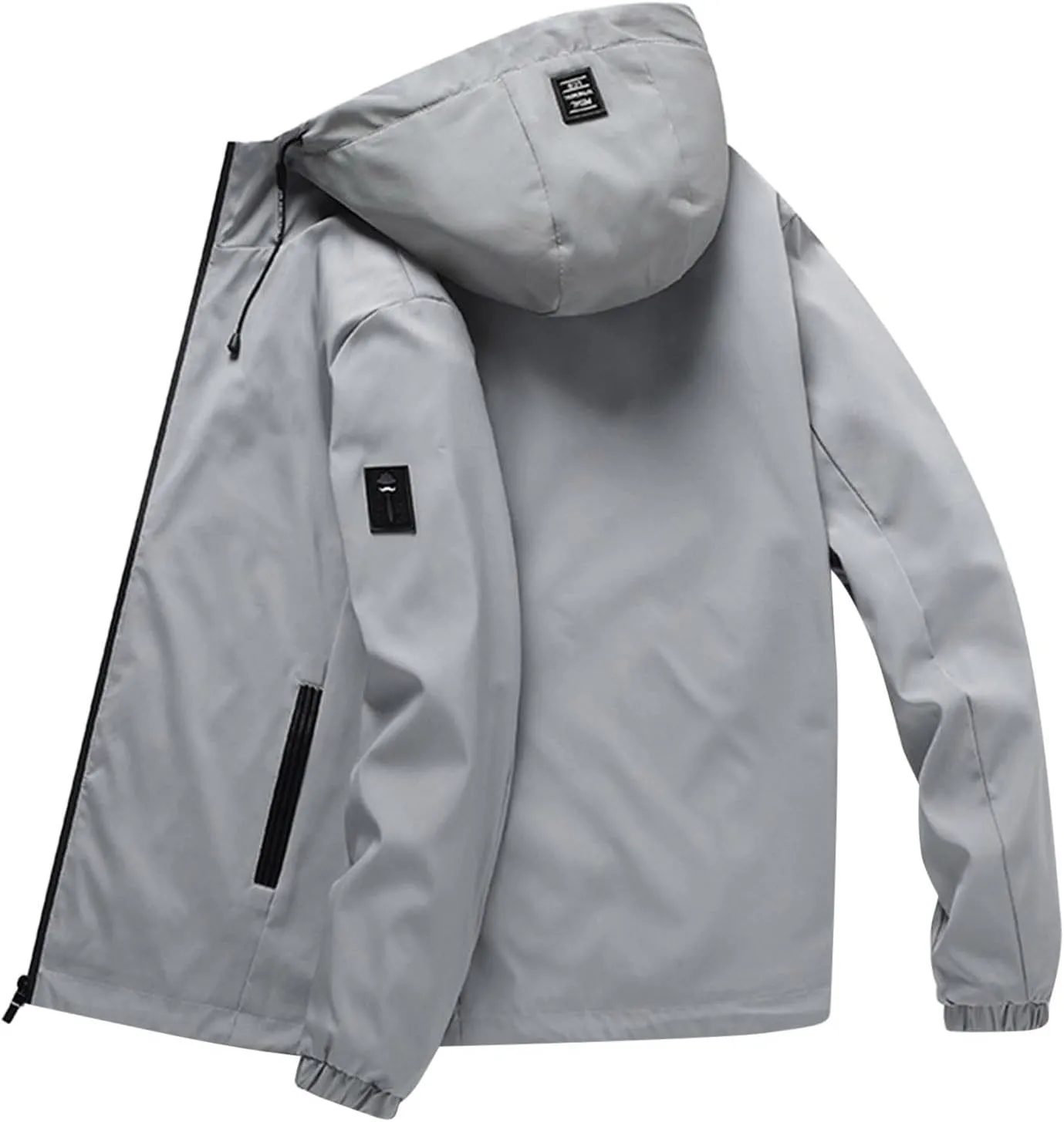 Rain Coats for Men Hooded Softshell Jacket Waterproof Lightweight Windbreaker Fleece Lined Rain Shell Jacket