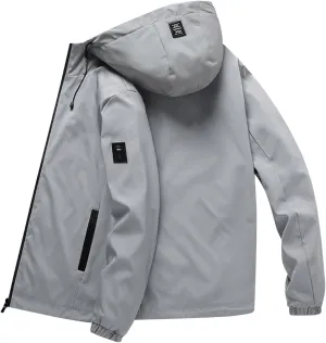 Rain Coats for Men Hooded Softshell Jacket Waterproof Lightweight Windbreaker Fleece Lined Rain Shell Jacket