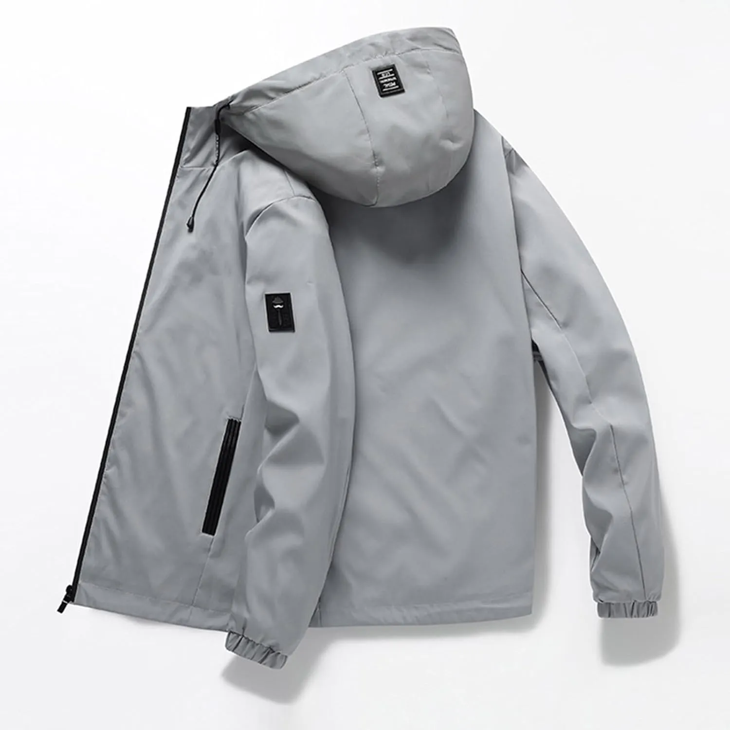 Rain Coats for Men Hooded Softshell Jacket Waterproof Lightweight Windbreaker Fleece Lined Rain Shell Jacket