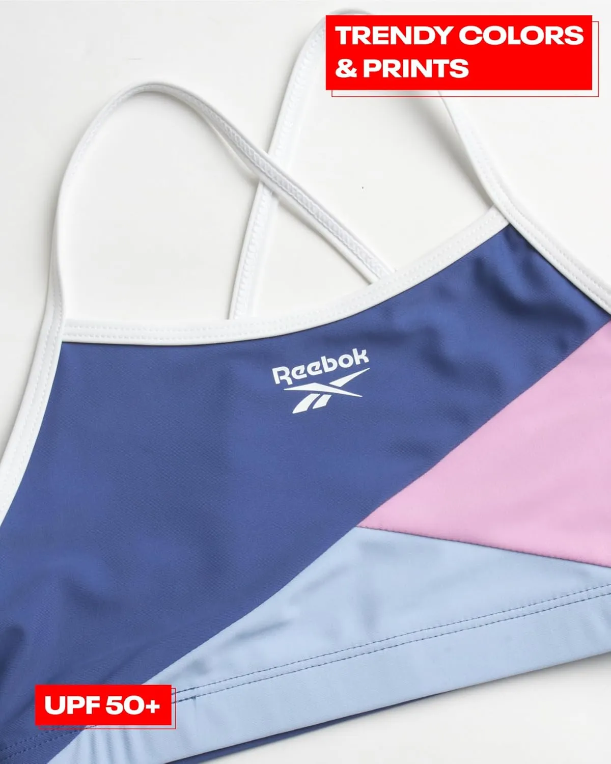 Reebok Girls' Rash Guard Set - 3 Piece UPF 50  Long Sleeve Swim Shirt with Bikini Swimsuit - Swimwear Set for Girls (4-16)