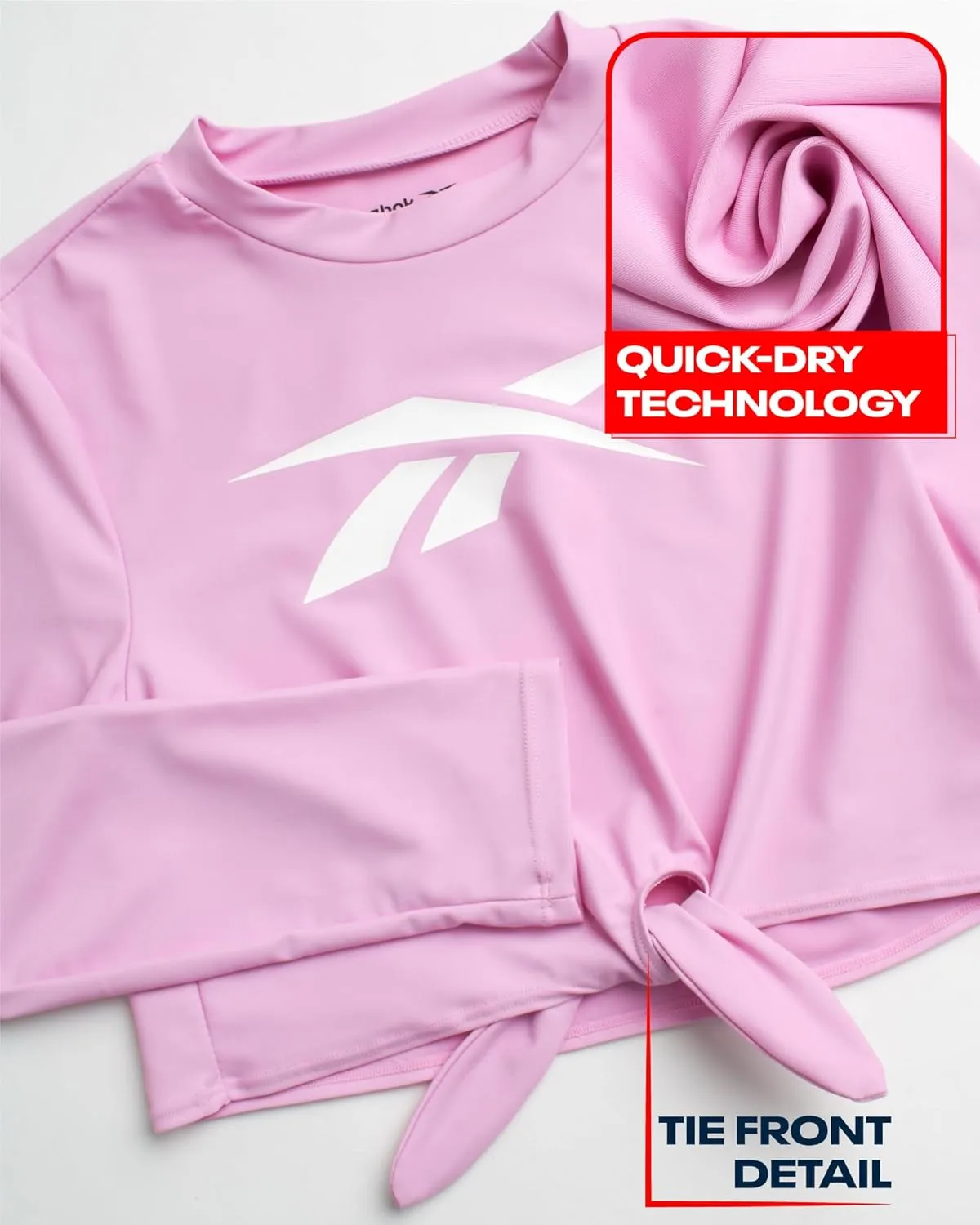 Reebok Girls' Rash Guard Set - 3 Piece UPF 50  Long Sleeve Swim Shirt with Bikini Swimsuit - Swimwear Set for Girls (4-16)