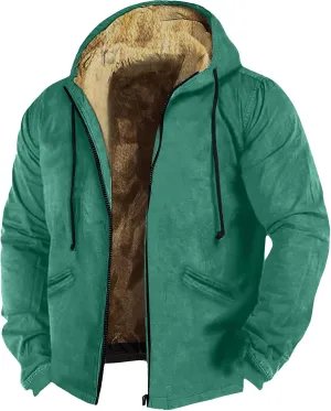 RTRDE Mens Casual Hooded Jacket Heavyweight Full Zip Hoodie Jacket Sherpa Lined Warm Winter Work Coats Jacket, M-7XL