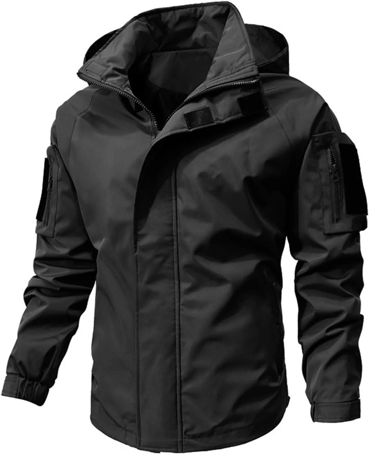 RTRDE Mens Jacket Coat with Hood Lightweight Waterproof Jacket Raincoat for Hiking Travel Tactical Jacket, S-2XL