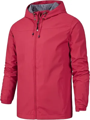 RTRDE Mens Jackets Lightweight Waterproof Rain Jacket with Hood Outdoor Raincoat Softshell Jacket Hiking, XL-5XL