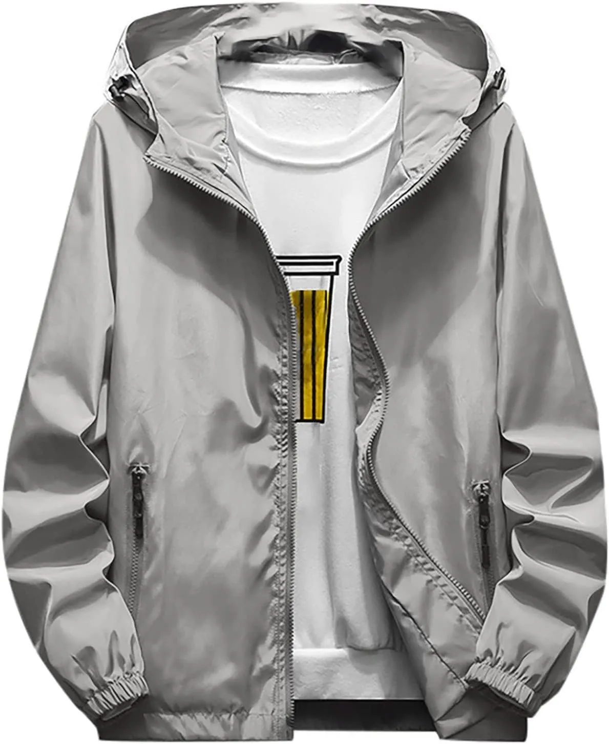 RTRDE Mens Waterproof Jacket Casual Lightweight Full Zip Windproof Anorak Hoodie Rain Jackets Windbreaker, M-7XL