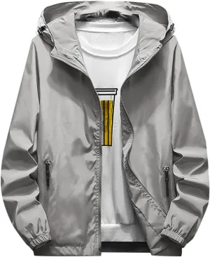 RTRDE Mens Waterproof Jacket Casual Lightweight Full Zip Windproof Anorak Hoodie Rain Jackets Windbreaker, M-7XL